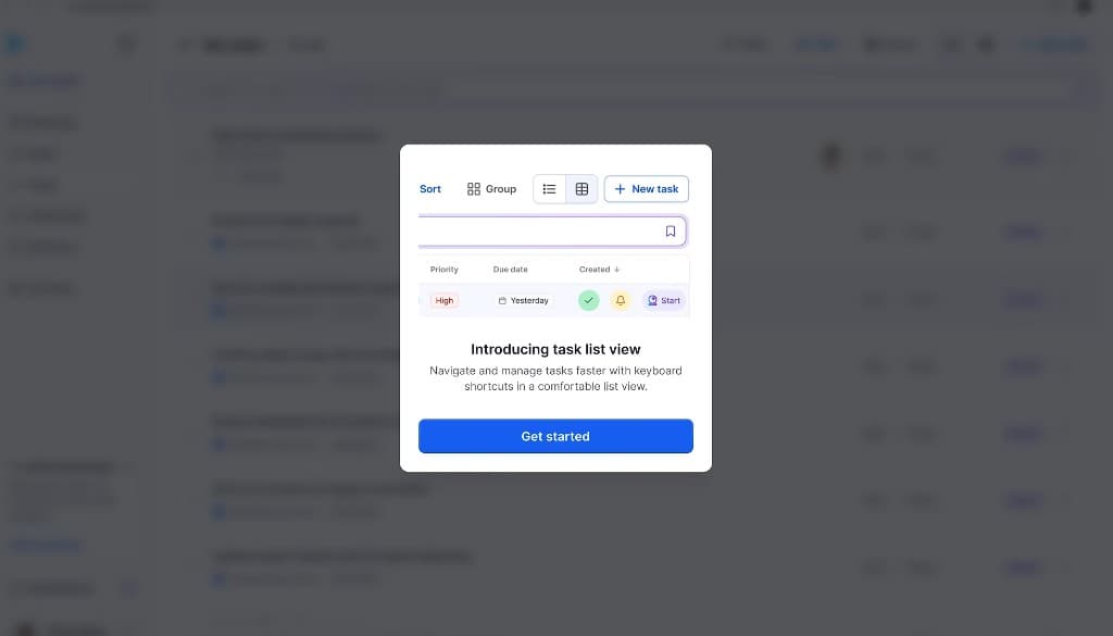 Introducing task list view — Sort, Group, New task, keyboard shortcuts